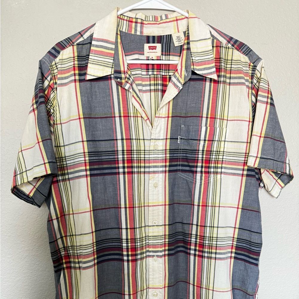 Levi's Western 90s Vintage Short Sleeve Button Up Shirt Mens XL Plaid